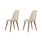 Kit de 2 Cadeiras de Madeira Maciça Estofada New Drop - Natural c/ Linho Off White - Cobre Kit de 2 Cadeiras de Madeira Maciça Estofada New Drop - Natural c/ Linho Off White - Cobre