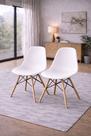 Kit de 2 Cadeiras Eiffel Eames Branco Base Madeira - Cadeiras