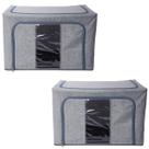Kit de 2 Cestos Organizadores com Visor Transparente Multiúso para Casa Guarda Roupa Armário Coberta Caixa