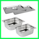 Kit de 2 Cubas Gastronômicas Com Tampa Buffet Inox 1/4 100mm