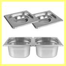 Kit de 2 Cubas Gastronômicas Com Tampa Buffet Inox 1/6 100mm