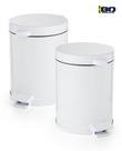 Kit De 2 Lixeiras 4.5L Metal Com Pedal E Cesto Interno Removível Branco Anti Odor