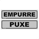 Kit De 2 Placas Indicação Portas Empurre E Puxe 20x5 cm Cor:PRETO/CINZA