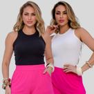 Kit de 2 Regatas Golinha Careca Verão Ribana Moda Feminina Kit de 2 Regatas Golinha Careca Verão Ribana Moda Feminina