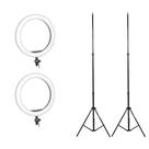 Kit de 2 ringlights de 12 polegadas + 2 tripés de 1,9m para estúdio fotográfico, stream, youtuber, videoconferências
