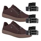 Kit de 2 Tênis Casual Masculino Confortável Dia a Dia + 3 Cintos Estilosos Kit de 2 Tênis Casual Masculino Confortável Dia a Dia + 3 Cintos Estilosos