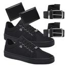 Kit de 2 Tênis Casual Masculino Urban Street Confort Dia a Dia + 2 Cintos Estilosos + 2 Carteiras Slim Sociais