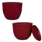 Kit de 2 vasos cone 20x25 para planta grafiato de luxo em polietileno para decoração com prato coletor Kit de 2 vasos cone 20x25 para planta grafiato de luxo em polietileno para decoração com prato coletor
