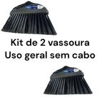 KIT DE 2 VASSOURA USO GERAL RETA PRETA SEM CABO 23x29CM EM NYLON PERFECT