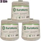 Kit de 3 Barbantes Euroroma Cru 1kg Fio Número 6 Crochê, Tricô e Artesanato