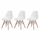 Kit de 3 Cadeiras Eiffel Eames Branco Base Madeira