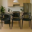Kit de 3 Cadeiras Para Mesa De Jantar Restaurante Varanda Allegra Master Preta