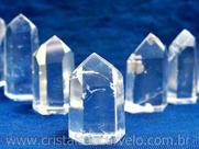 Kit de 3 Mini Pontas de Cristal Lemuriano Lapidado em Gerador Sextavado de 2,5cm