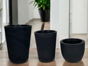 Kit de 3 vasos para planta decorativo grafiato de luxo em polietileno para jardim e casa