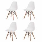 Kit de 4 Cadeiras Eiffel Eames Branco Base Madeira