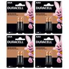 Kit de 4 cartelas de Pilhas Duracell AAA Palito com 2 unidades