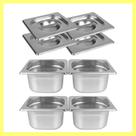 Kit de 4 Cubas Gastronômicas Com Tampa Buffet Inox 1/6 100mm