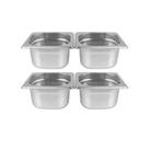 Kit de 4 Cubas Gastronômicas Sem Tampa Inox 1/6 100mm