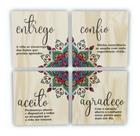 kit de 4 Quadrinhos com Mantra impresso na Madeira Entrego Confio Aceito E Agradeço
