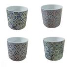 Kit de 4 Vasos Decorativas de Cerâmica 12x12,5 cm