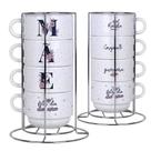 Kit de 4 Xícaras Com Suporte de Metal Dia das Mães