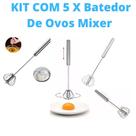 KIT DE 5 Batedor de Ovos Semi-Automático - Aço Inoxidável