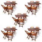 Kit De 5 Conjuntos De Mesa Dobrável 70x110 Com 4 Cadeiras Imbuia - Tarimatã