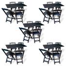 Kit De 5 Conjuntos De Mesa Dobrável 70x110 Com 4 Cadeiras Preto - Tarimatã