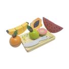 Kit de 5 Frutinhas de Madeira com corte, faquinha e tábua, da NewArt - Brinquedo de Minicozinha ou Comidinhas, frutas - Cód. 462