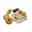 Kit de 5 Legumes de Madeira com corte, faquinha e tábua, da NewArt - Brinquedo de Minicozinha ou Comidinhas - Cód. 411