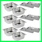 Kit de 6 Cubas Gastronômicas Com Tampa Buffet Inox 1/4 150mm