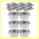 Kit de 6 Cubas Gastronômicas Com Tampa Buffet Inox 1/6 65mm