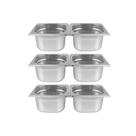 Kit de 6 Cubas Gastronômicas Sem Tampa Inox 1/6 65mm