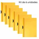 Kit de 6 Pastas Apresentaçao Ofício - Clip de Metal - Opaca - Amarelo