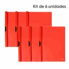 Kit de 6 Pastas Apresentaçao Ofício - Clip de Metal - Opaca - Vermelho