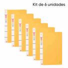 Kit de 6 Pastas Grampo Trilho Ofício-Aba Interna-Pers.- Opaca - Amarelo