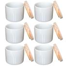 Kit de 6 Potes de Porcelana para Condimentos e Mantimentos com Tampa de Pinus - 200ml
