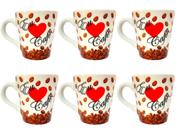 Kit De 6 Xicaras Caneca De 110ml De Porcelana Eu Amo Café
