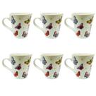 Kit De 6 Xicaras De 110ml De Porcelana Decorada Borboleta Para Chá E Café Kit De 6 Xicaras De 110ml De Porcelana Decorada Borboleta Para Chá E Café