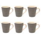 Kit De 6 Xicaras De 110ml De Porcelana Listra Preta Café Chá