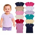 Kit de 7 Blusas Infantis Manga Curta para Bebê Menina Básica e Confortável para o Dia a Dia menina