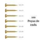 Kit de 700 Parafusos Chipboard com Espessura de 3mm em Diversos Comprimentos - Ciser
