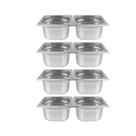 Kit de 8 Cubas Gastronômicas Sem Tampa Inox 1/6 65mm