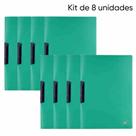 Kit de 8 Pastas Apresentaçao Ofício - Clip Canivete - Opaca - Verde