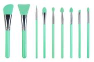 Kit de 9 Pincel de Maquiagem de Silicone LORMAY - Aplicadores para Máscara, Delineador, Sobrancelha, Sombra e Batom - Ideal para Resina UV (Verde Menta)