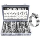 Kit De Abraçadeiras Ajustáveis De Aço Inoxidável 100 Peças Para Linhas De Combustível, Hidráulica E