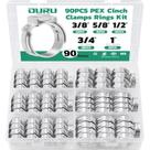 Kit de Abraçadeiras PEX OURU em Aço Inoxidável, 90 Peças, 5 Tamanhos Kit de Abraçadeiras PEX OURU em Aço Inoxidável, 90 Peças, 5 Tamanhos