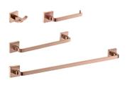 Kit De Acessório Quadrado Em Latão Rose Gold Fosco Para Banheiro 4 Peças HB-AK002RF