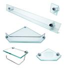 Kit De Acessórios P/ Banheiro 5 Pçs Em Vidro Incolor C602cel