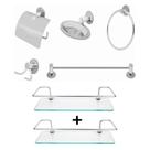 Kit De acessorios para banheiro 07 peças inox - Conjunto de Banheiro com 07 peças Cromado de Inox